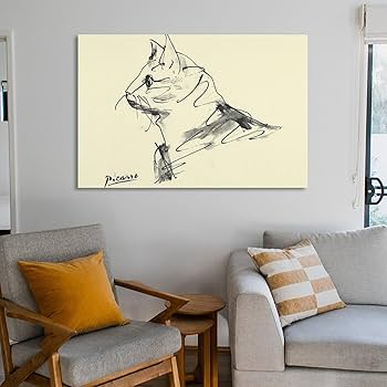 Amazon.co.jp: ピカソ 猫 デッサン 絵画 ポスター キャンバス 壁